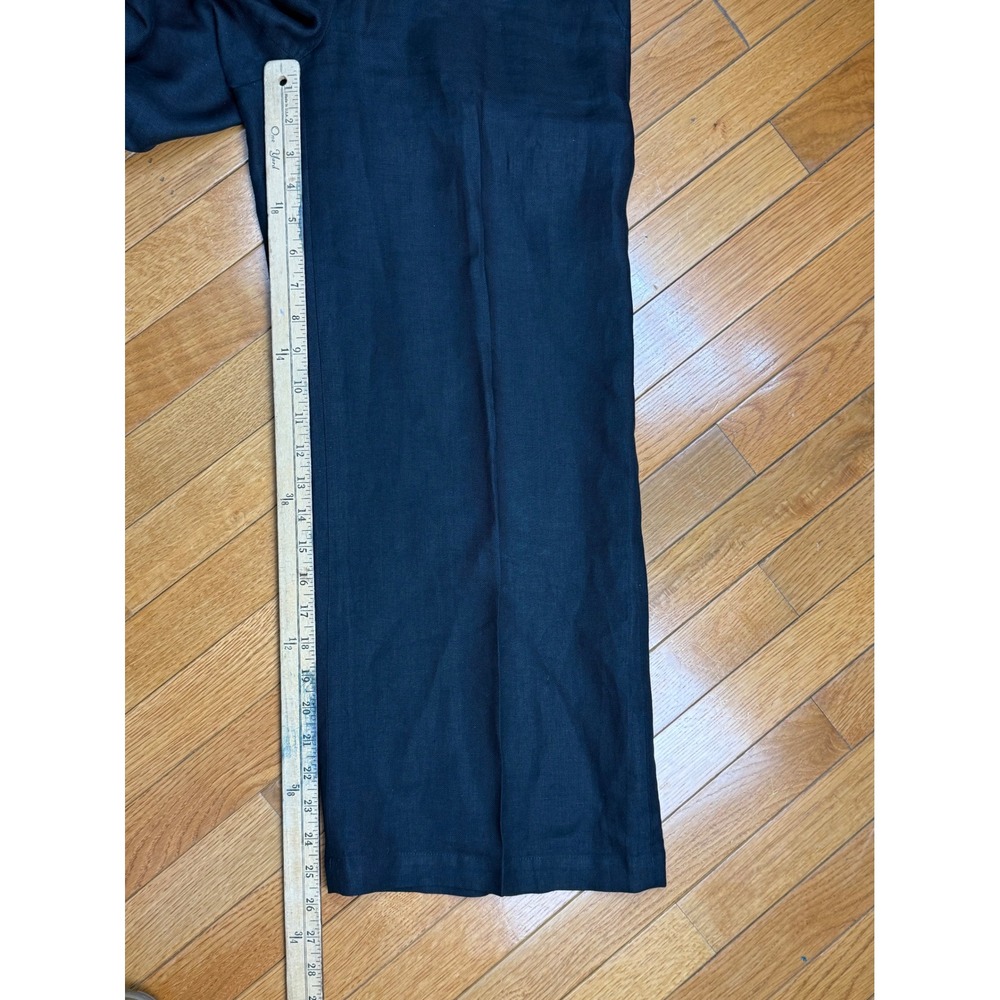 Eileen Fisher Womens XS Black 100% Linen Wide Leg Cropped Trousers Pants - Picture 6 of 8